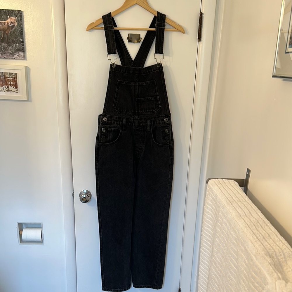 Women's Black Denim Overalls